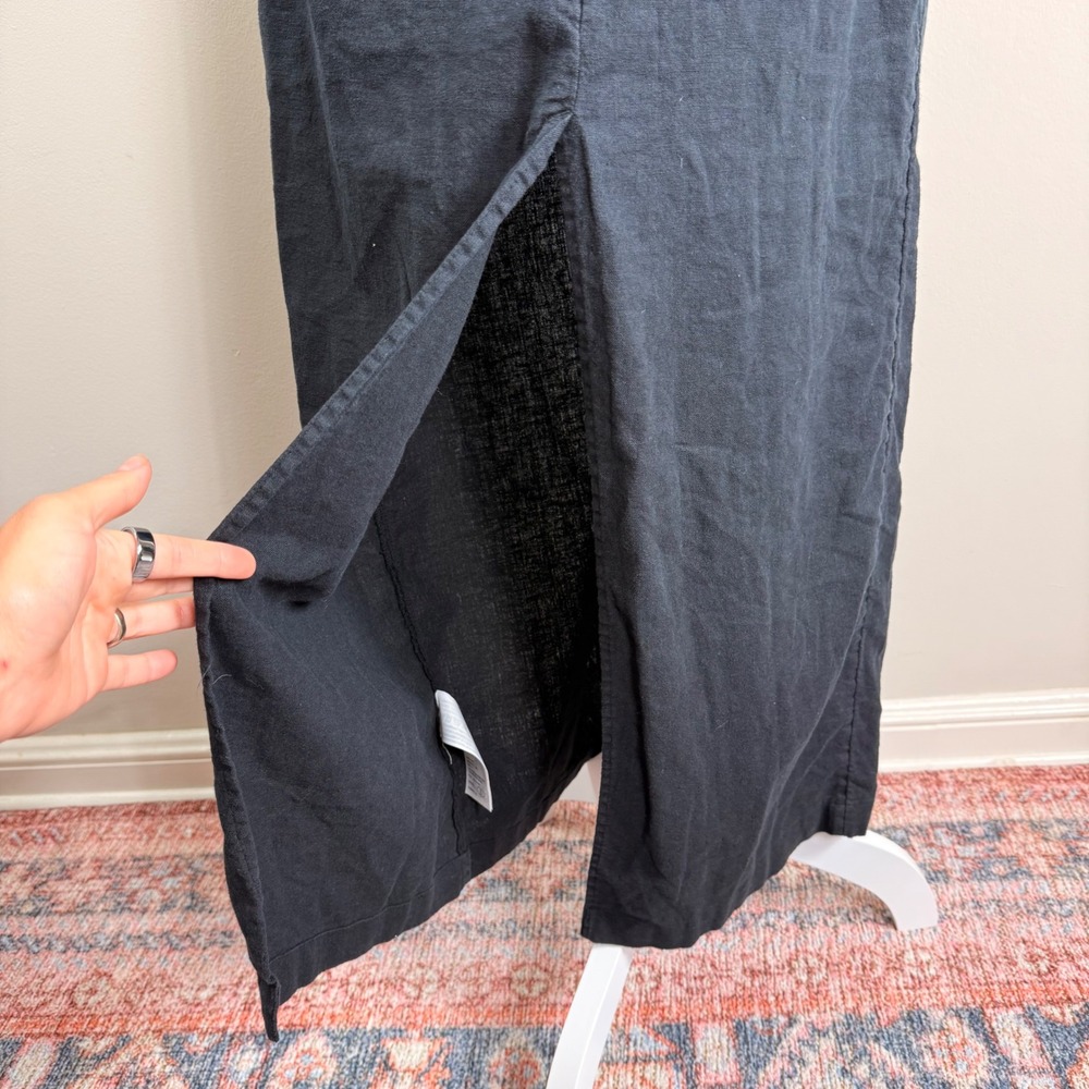 Abercrombie & Fitch Black Linen Blend Square Neck Shift Maxi Dress Sleeveless Sm - Picture 11 of 15